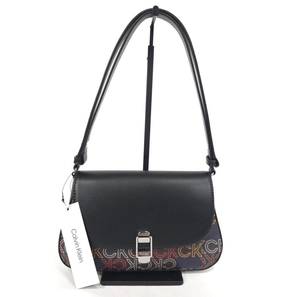 CALVIN KLEIN Women’s New Shoulder Bag Brown Black CK Logo Multicolor H6DZJVI4